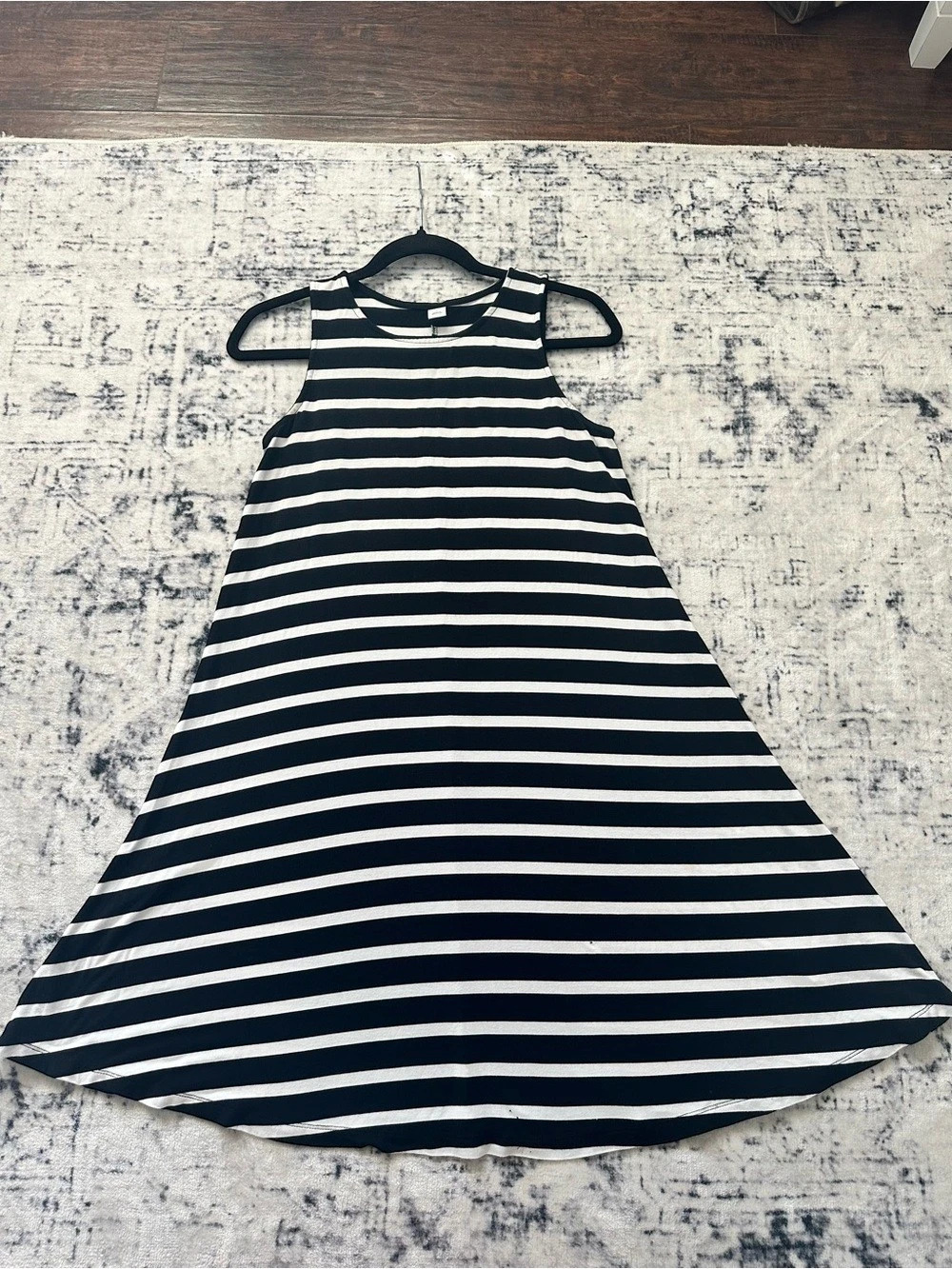 Old Navy Black White Striped Sleeveless Swing Dress Size S
